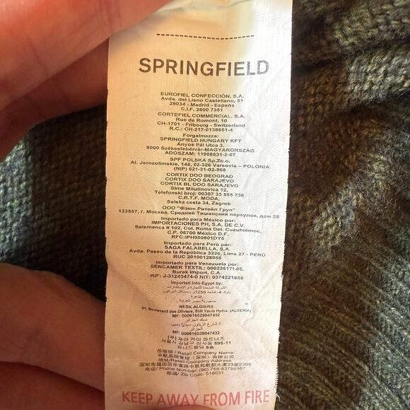 Springfield Original Lambswool Sweater Olive Green Mock Neck Button Pullover M3 - Picture 6 of 12